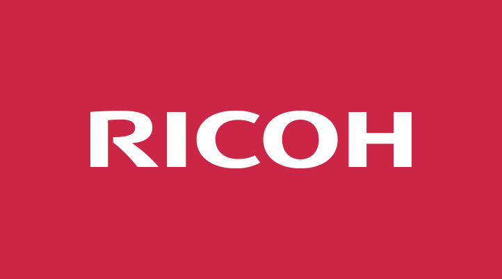 RICOH logo on a red background.